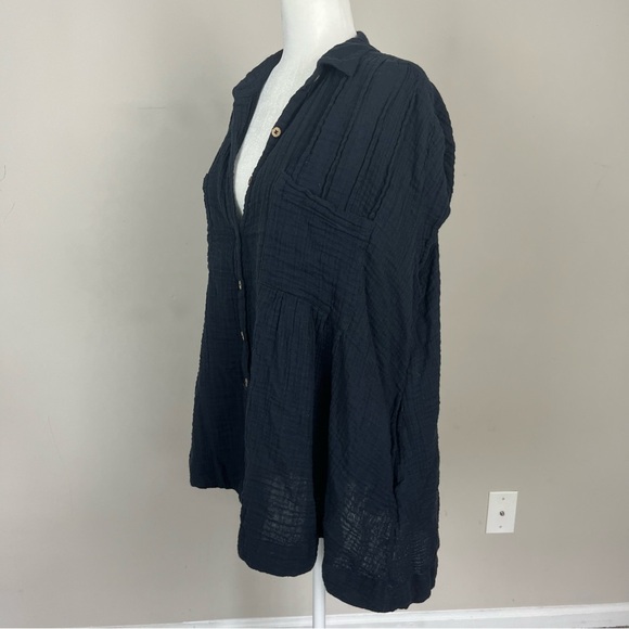 FREE PEOPLE NOT SO BASIC SHIRTDRESS BUTTON UP TUNIC IN BLACK SIZE XS - Picture 7 of 12